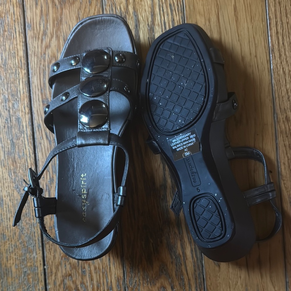 Easy Spirit Black Sandals with Adjustable Straps